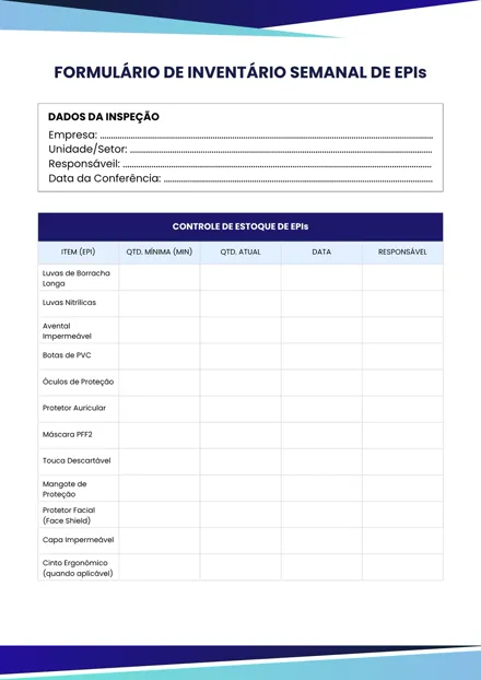 Configuração de Níveis de EPIs